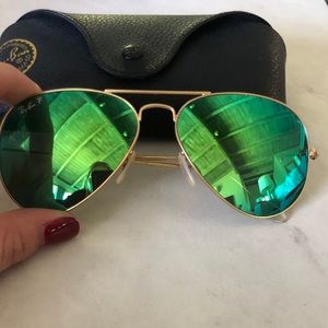 Authentic Green Mirrored Polarized RayBans
